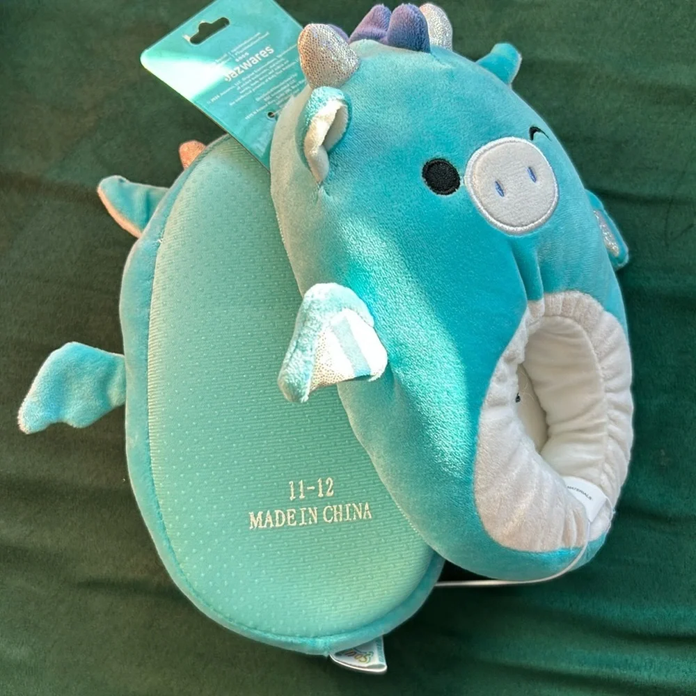 Squishmallows Unisex Plush Slippers - Tatiana The Dragon 11-12